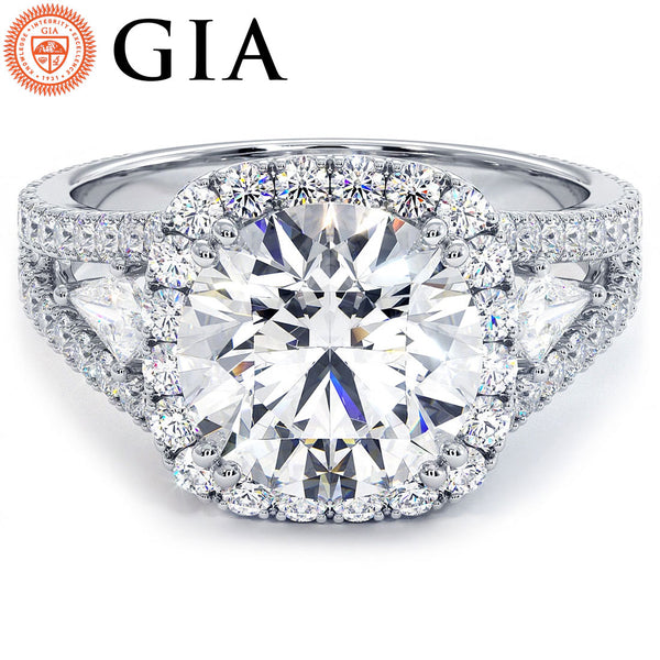 2.5 Carat Round Brilliant Three Stone Micropavé Split Shank