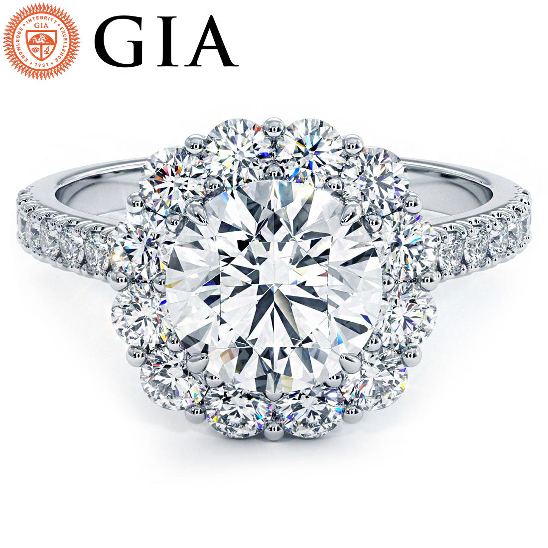 1.5 Carat Round Brilliant Floral Halo