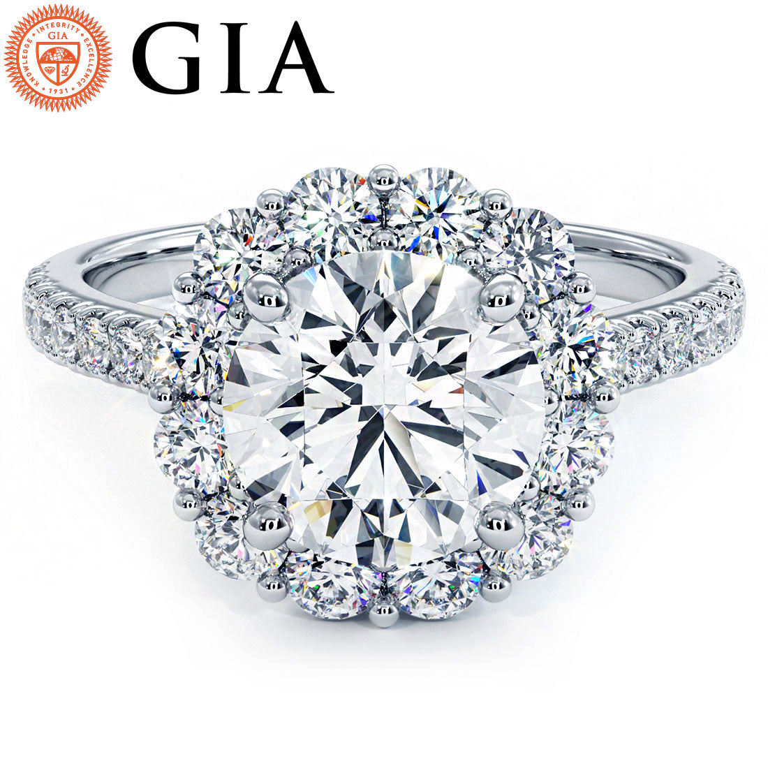2 Carat Round Brilliant Floral Halo