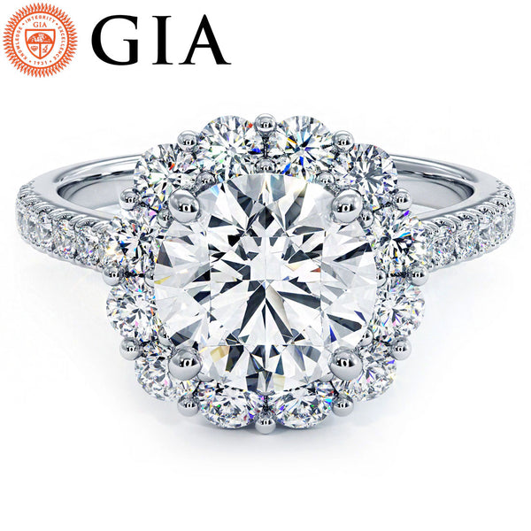 2 Carat Round Brilliant Floral Halo