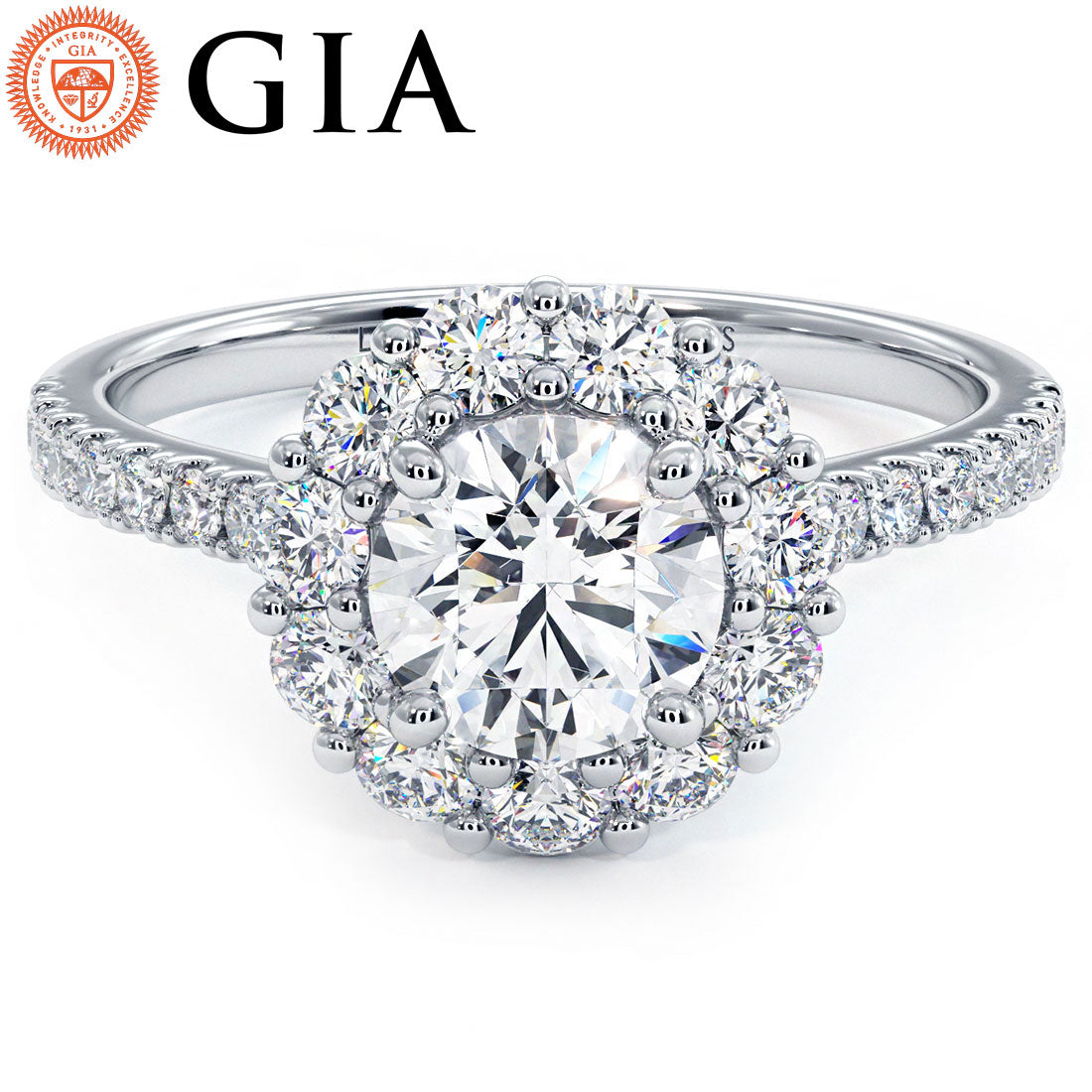 1 Carat Round Brilliant XL Floral Halo