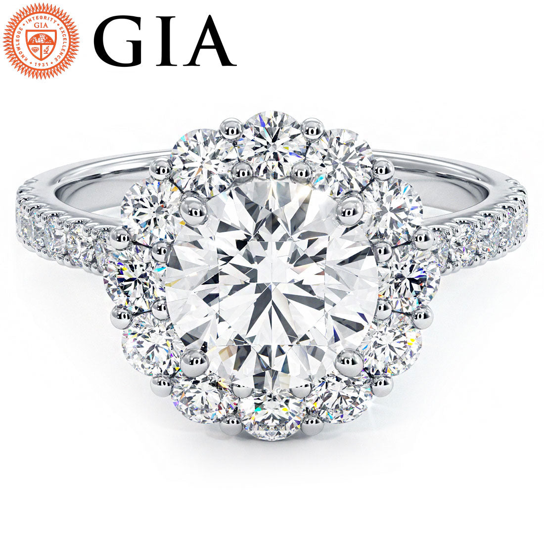 2 Carat Round Brilliant XL Floral Halo