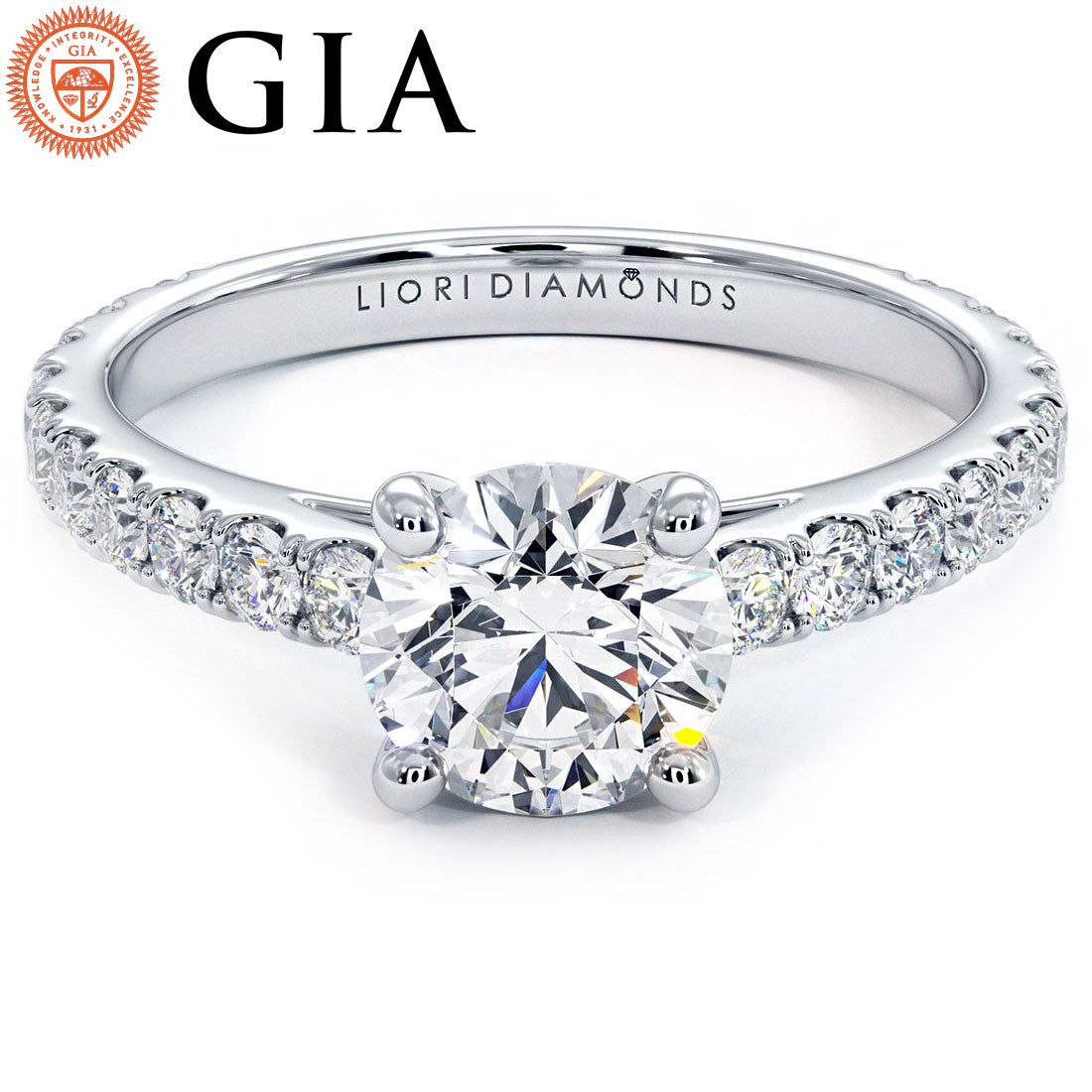 1 Carat Round Brilliant Micro Prong Set Cathedral