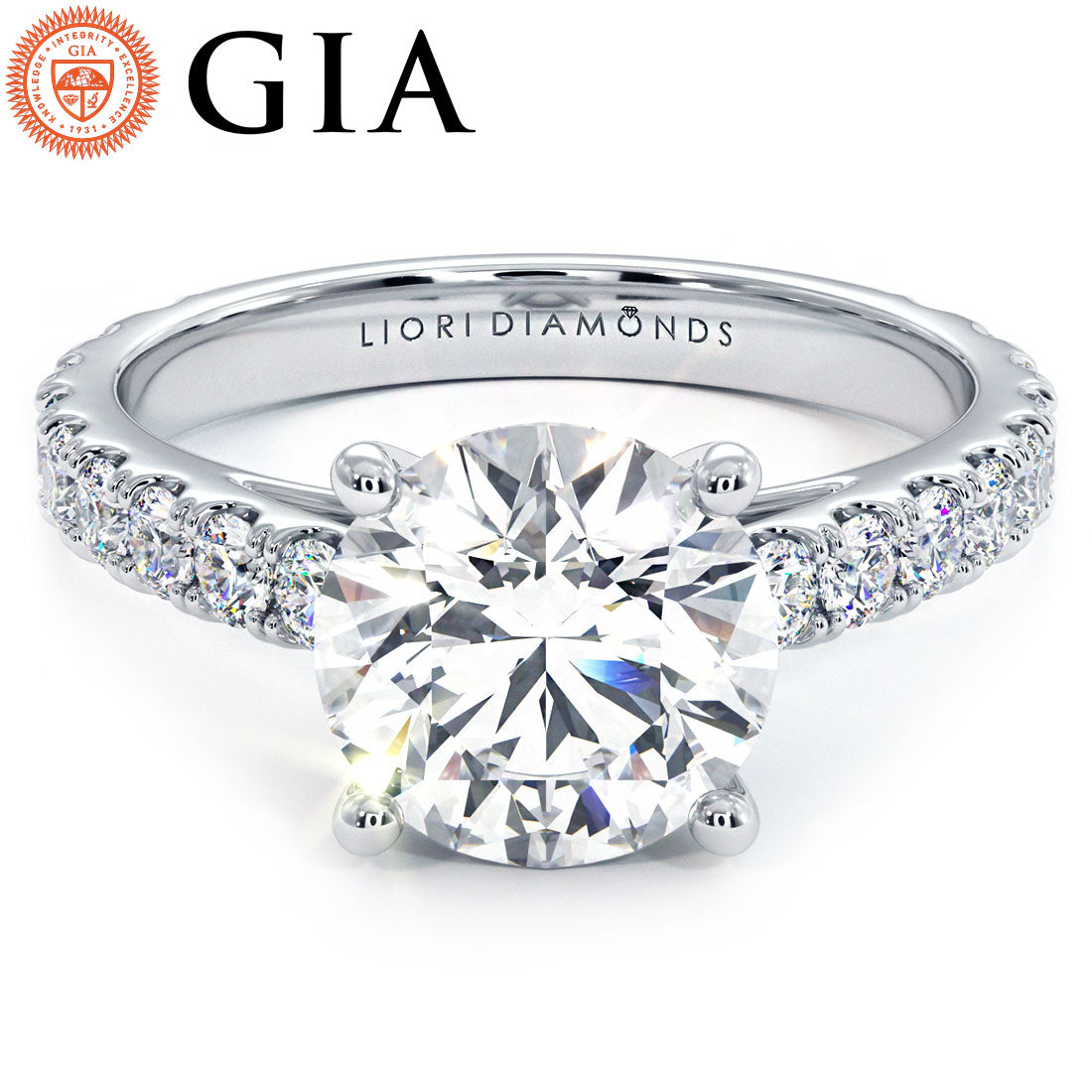 2 Carat Round Brilliant Micro Prong Set Cathedral