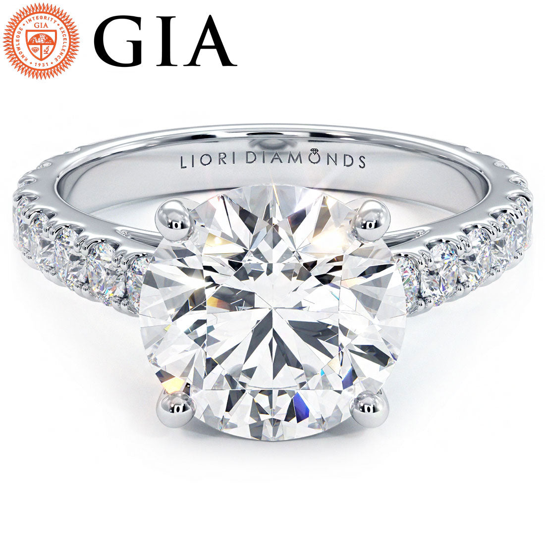 3 Carat Round Brilliant Micro Prong Set Cathedral