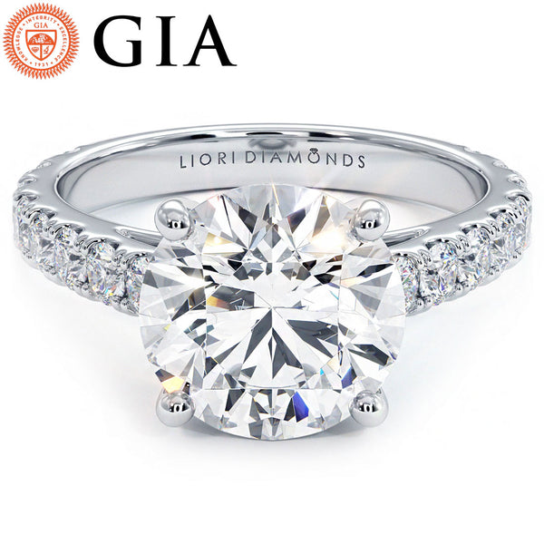 3 Carat Round Brilliant Micro Prong Set Cathedral