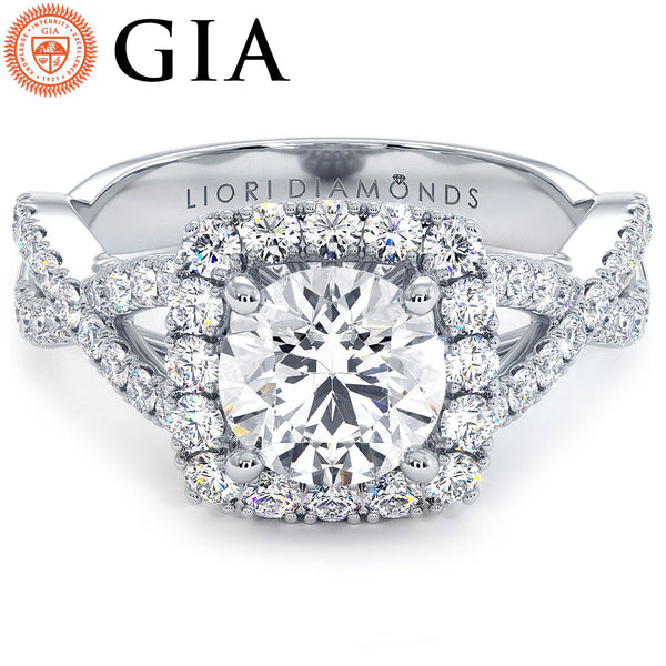 1 Carat Round Brilliant Square Halo Infinity Twist