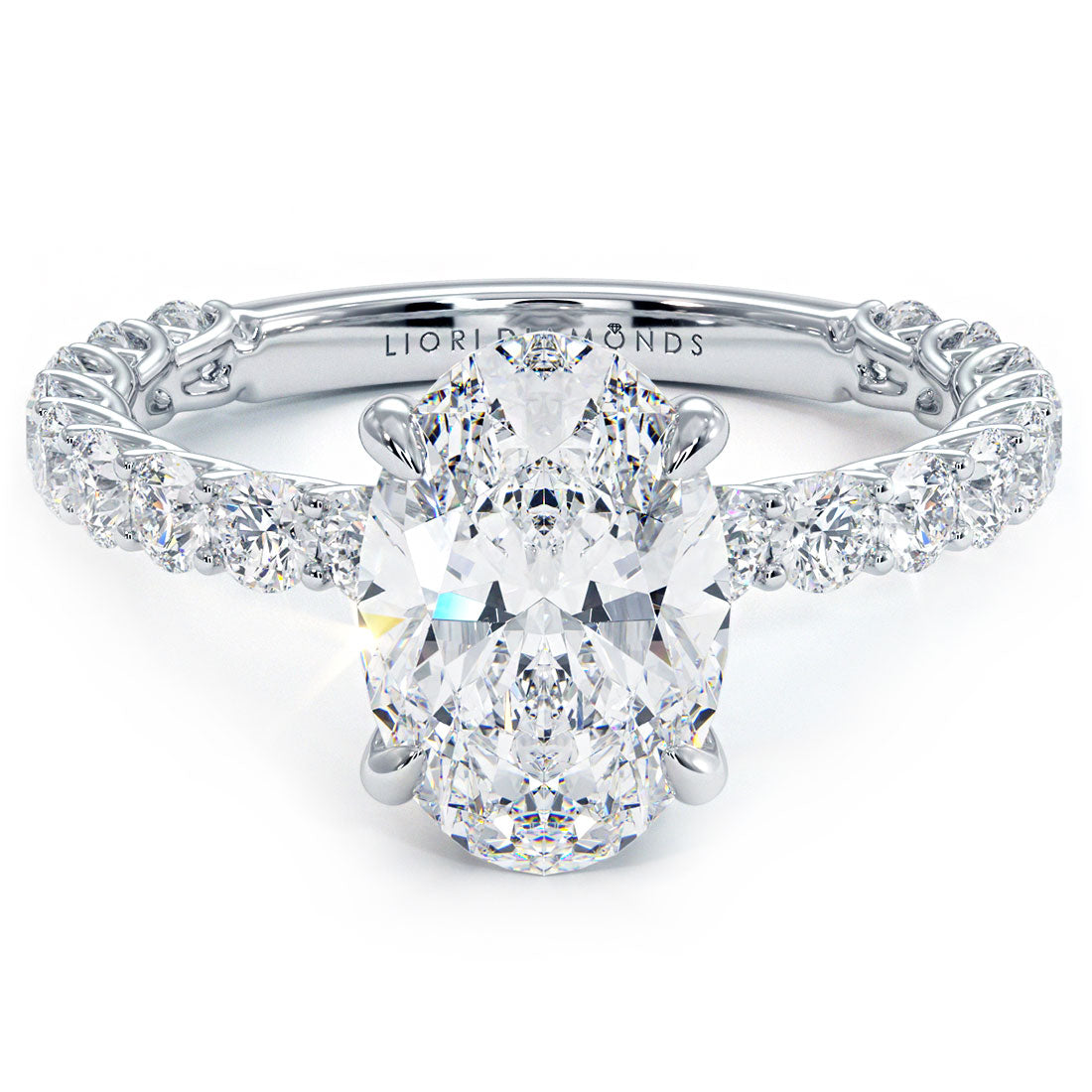 3.50ctw Oval Cut Under Halo Lucida set Lab Grown Diamond Engagement Ring 14k White Gold