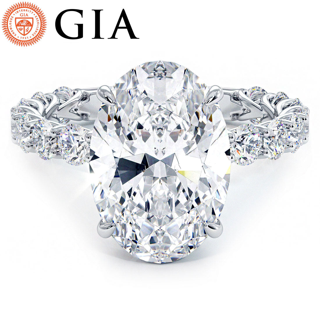 4 Carat Oval Cut Under Halo Lucida Setting