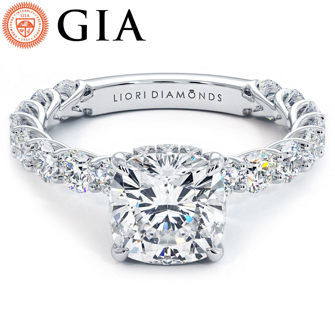 2 Carat Cushion Cut Under Halo Lucida Setting