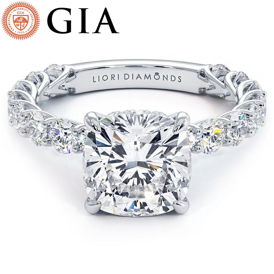 3 Carat Cushion Cut Under Halo Lucida Setting