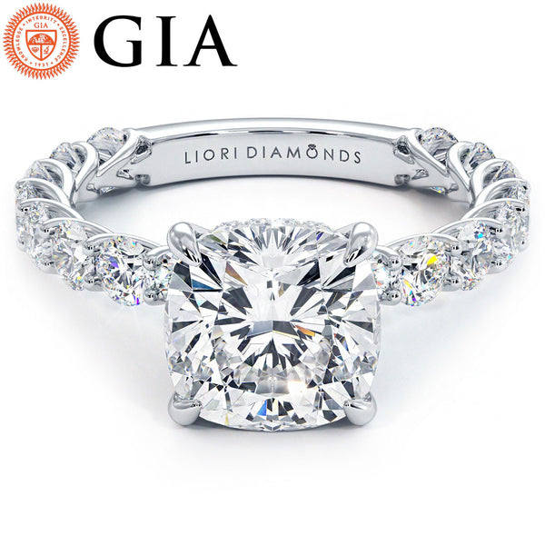 3 Carat Cushion Cut Under Halo Lucida Setting