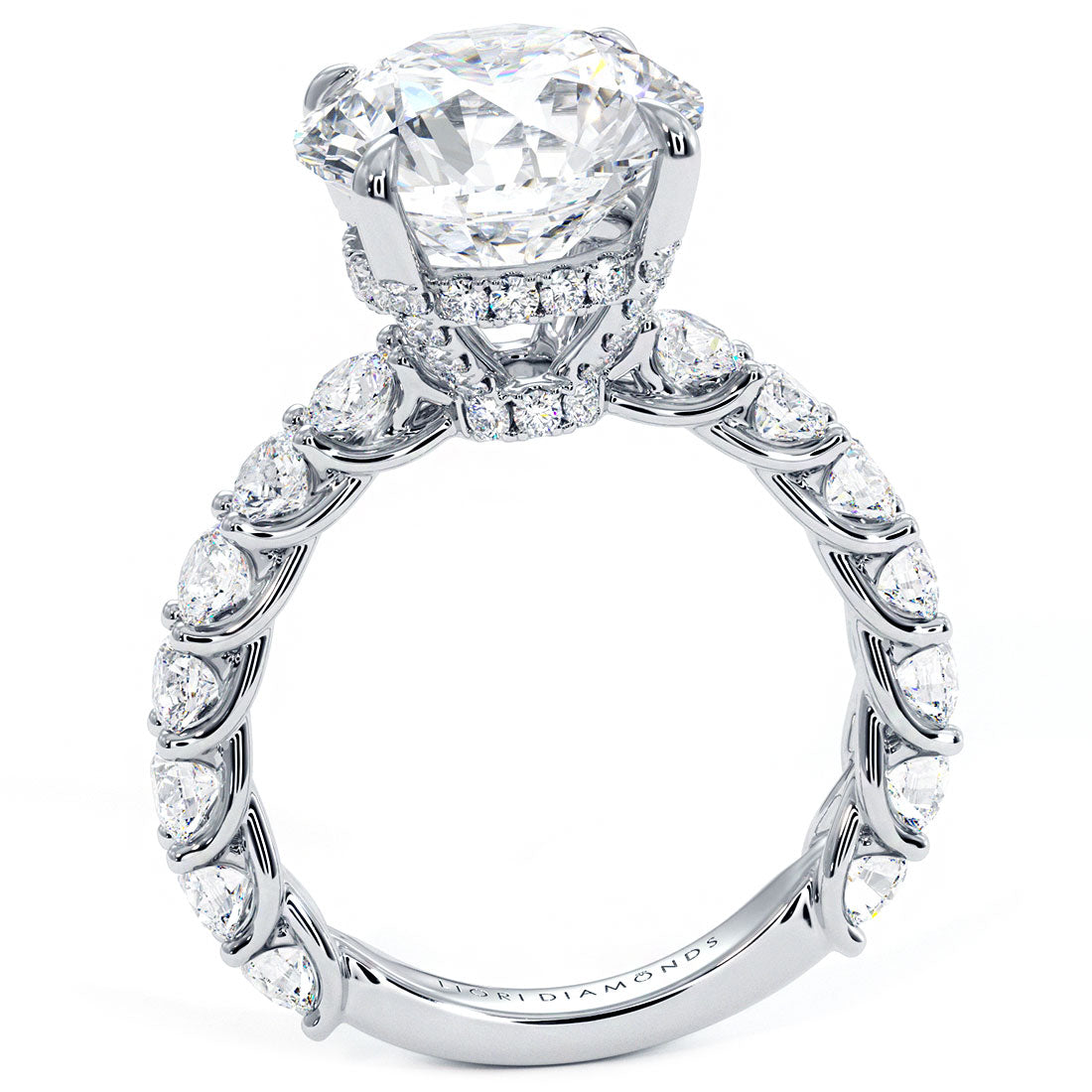 4.94ctw GIA Certified F-VS1 Round Brilliant Lucida set Lab Grown Diamond Engagement Ring set in 14k White Gold