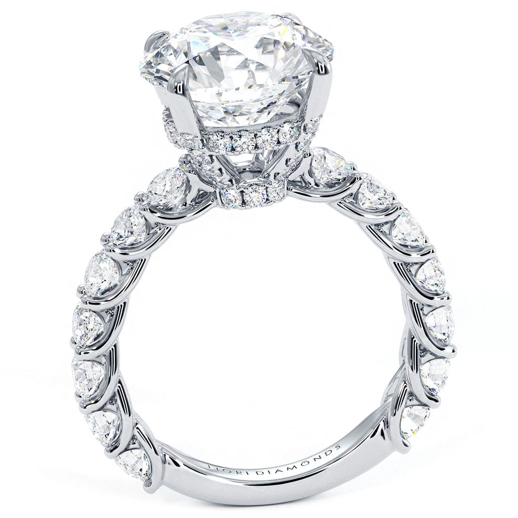 4.94ctw GIA Certified F-VS1 Round Brilliant Lucida set Lab Grown Diamond Engagement Ring set in 14k White Gold