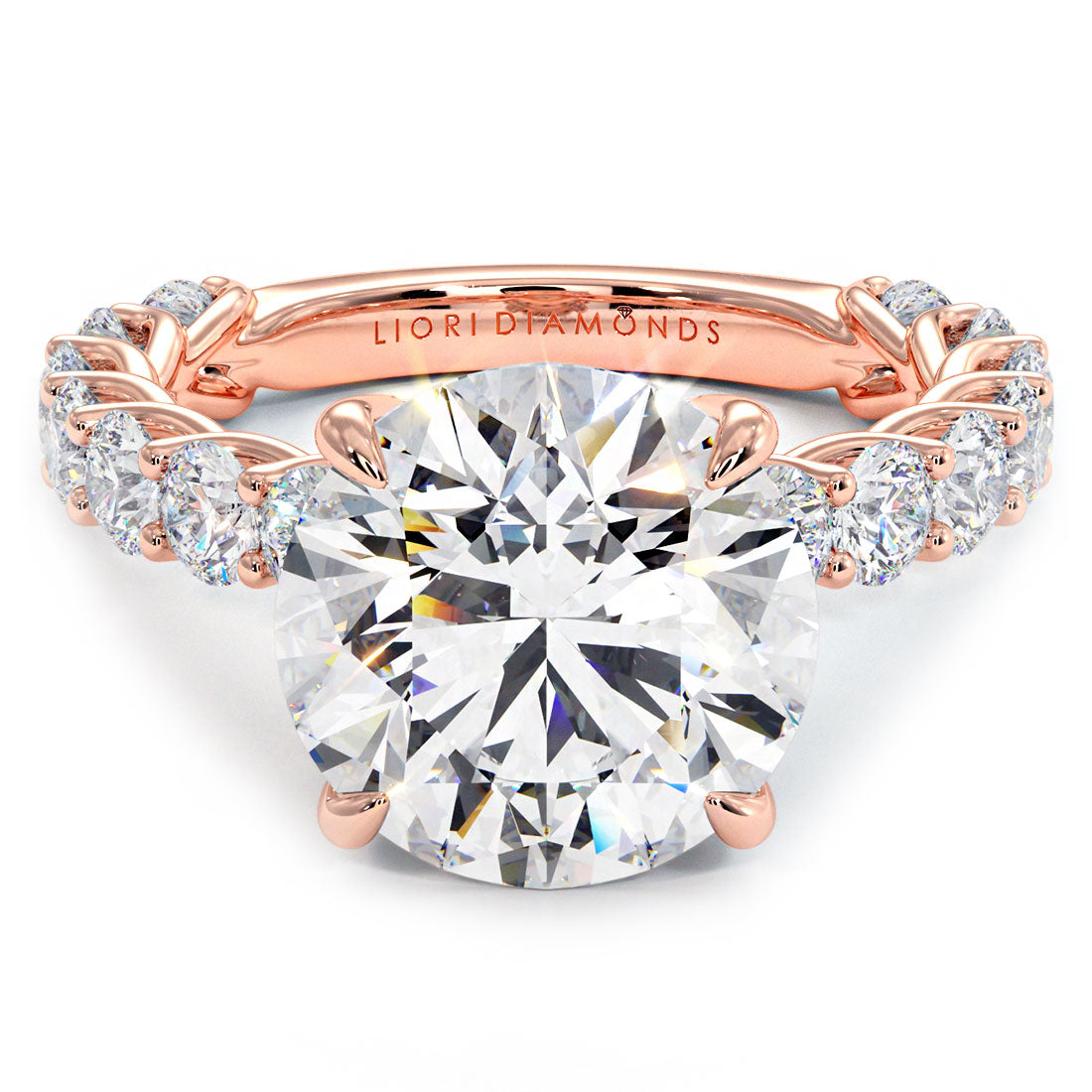 4.80ctw Round Brilliant F-VS1 Lucida set Lab Grown Diamond Engagement Ring 14k Rose Gold