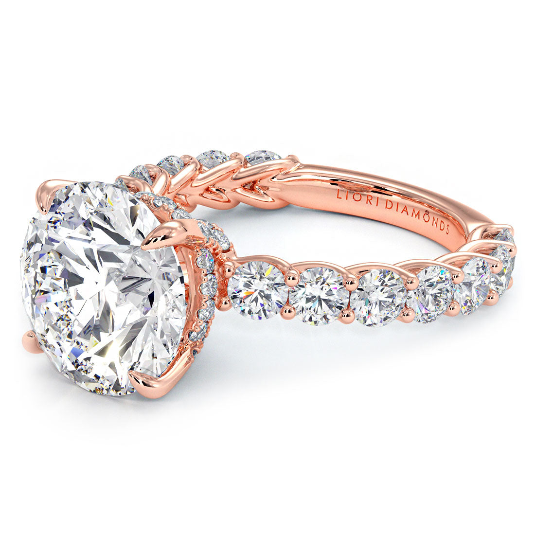 4.80ctw Round Brilliant F-VS1 Lucida set Lab Grown Diamond Engagement Ring 14k Rose Gold