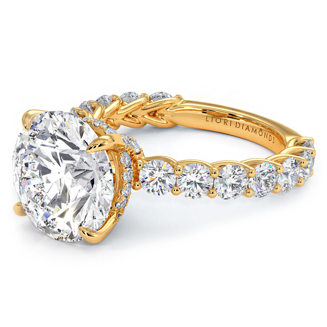 4.94ctw GIA Certified F-VS1 Round Brilliant Lucida set Lab Grown Diamond Engagement Ring set in 14k Yellow Gold