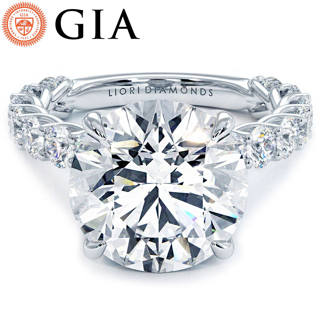 5 Carat Round Brilliant Under Halo Lucida Setting
