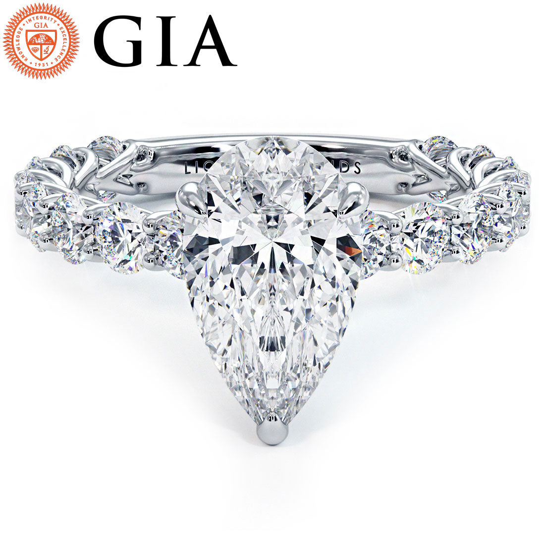 2.5 Carat Pear Shape Under Halo Lucida Setting