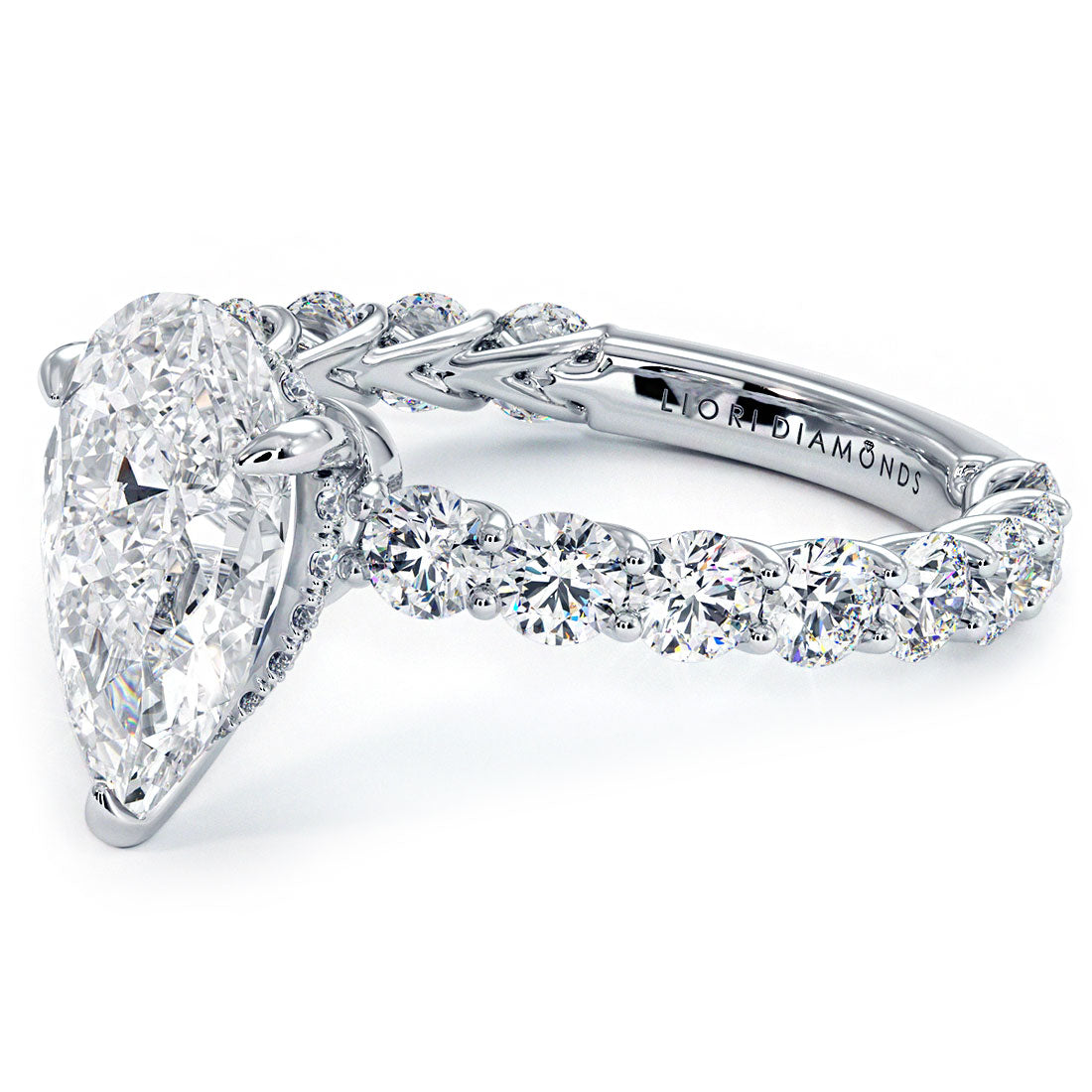 3.60ctw GIA Certified Pear Shape Lucida set Lab Grown Diamond Engagement Ring set in 14k White Gold