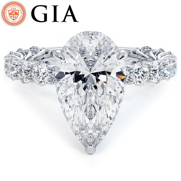 4 Carat Pear Shape Under Halo Lucida Setting