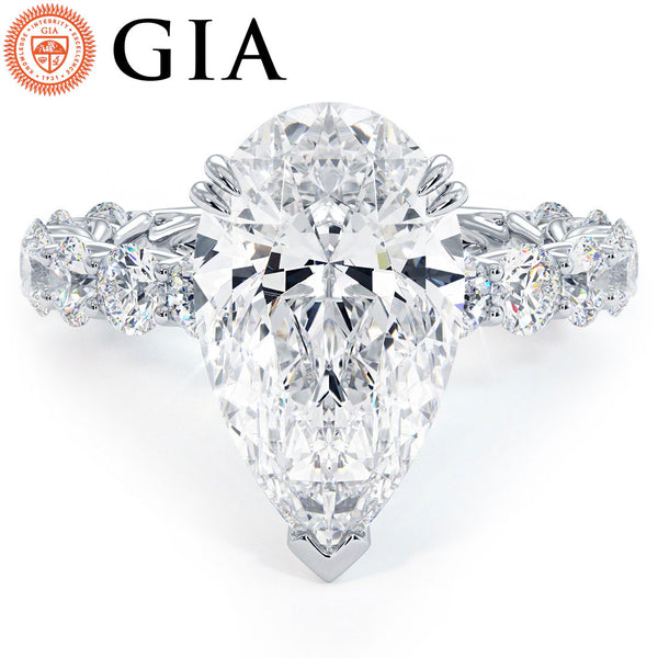 5 Carat Pear Shape Under Halo Lucida Setting