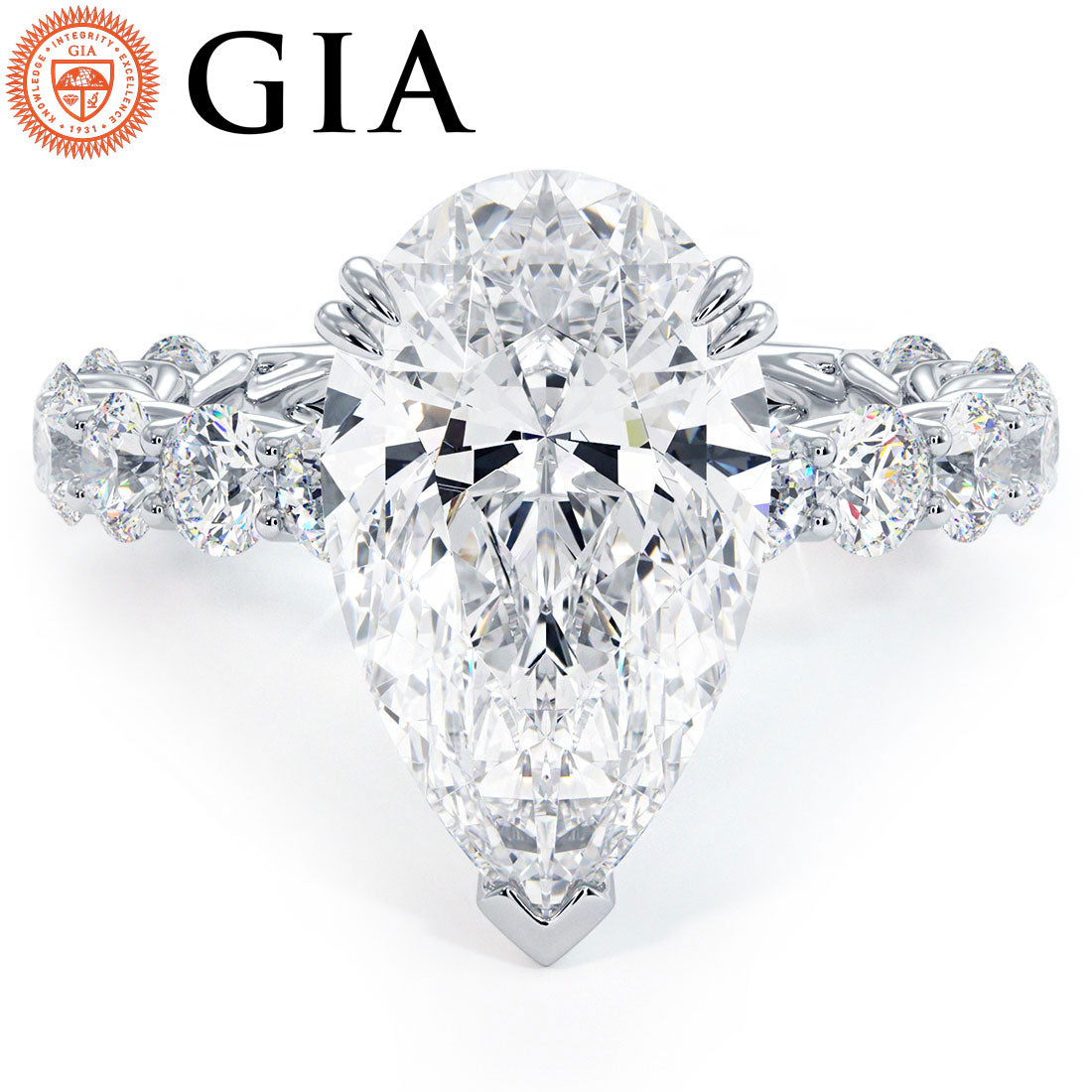 5 Carat Pear Shape Under Halo Lucida Setting