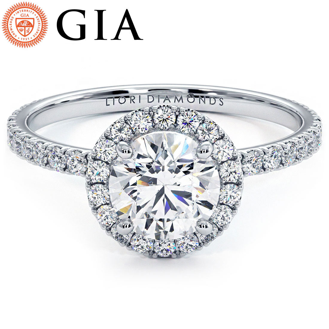 1 Carat Round Brilliant Petite Micropavé Band Halo