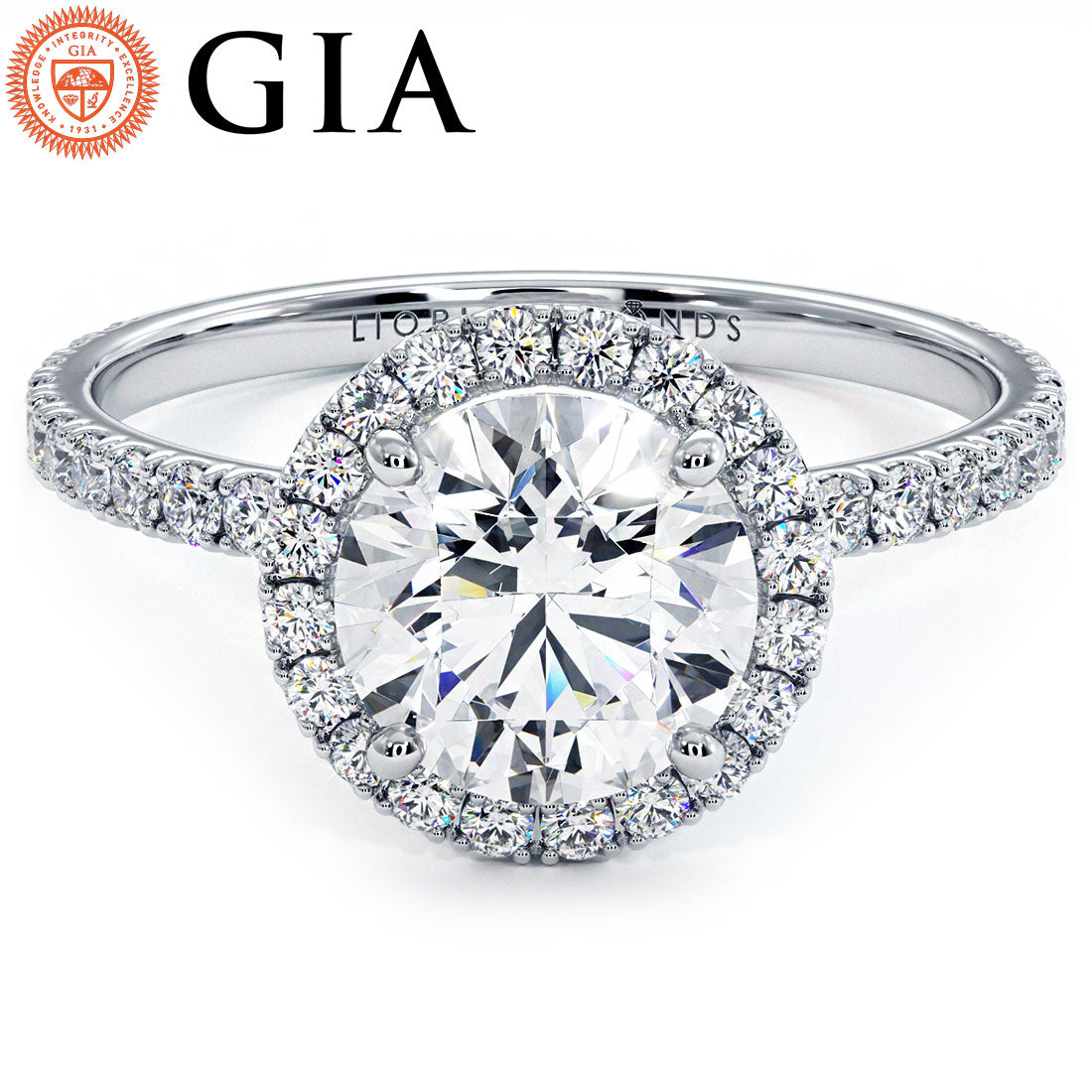 1.5 Carat Round Brilliant Petite Micropavé Band Halo