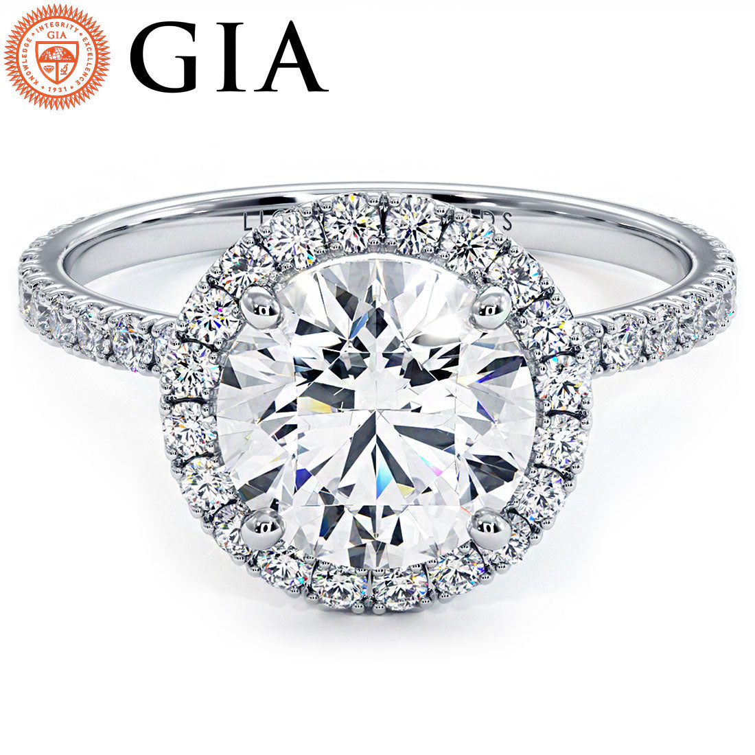 2 Carat Round Brilliant Petite Micropavé Band Halo