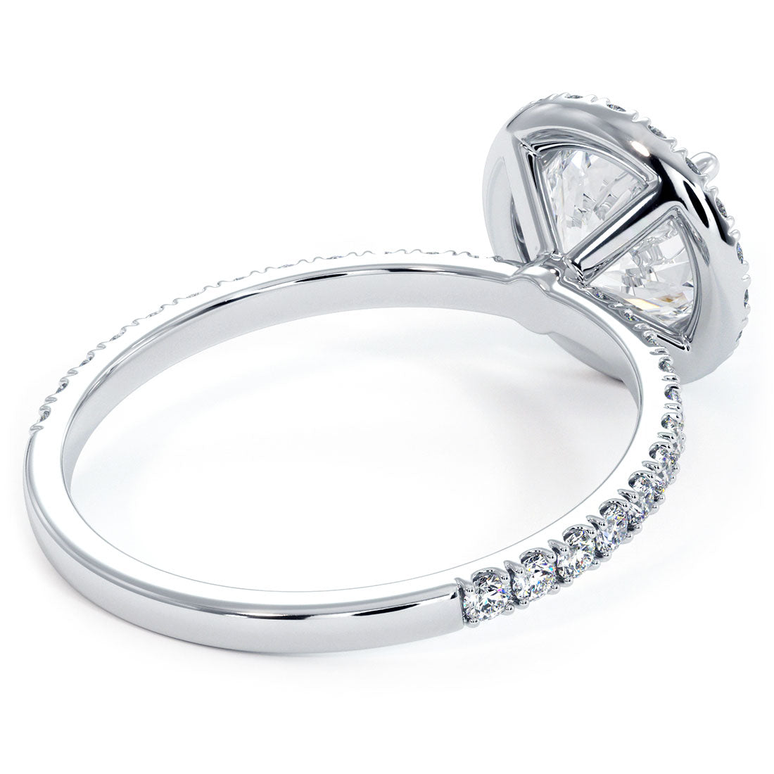 2.58ctw Round Brilliant Petite micropave halo lab grown diamond engagement ring in 14k white gold