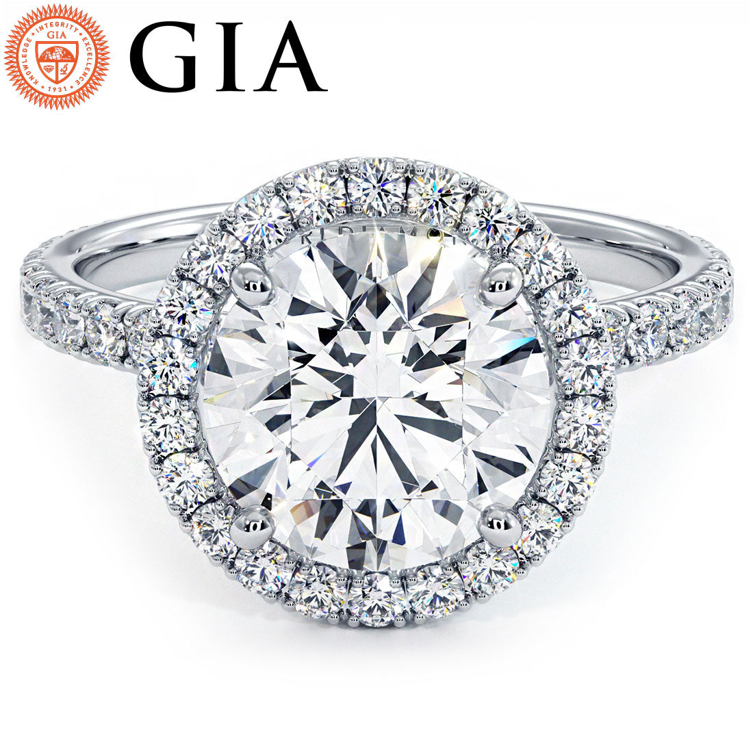 3.5 Carat Round Brilliant Petite Micropavé Band Halo