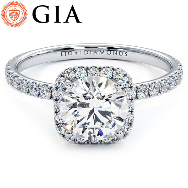 1 Carat Round Brilliant Petite Squarish Halo Micropavé