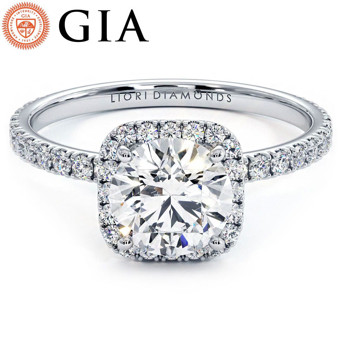 1 Carat Round Brilliant Petite Squarish Halo Micropavé