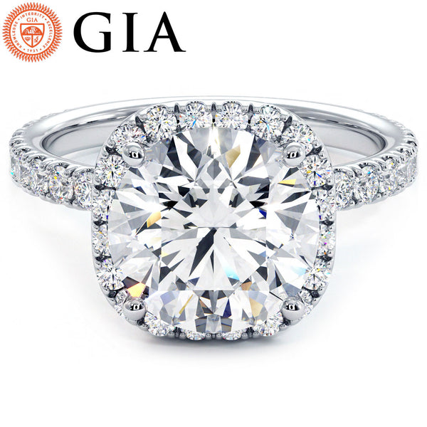 3.5 Carat Round Brilliant Petite Squarish Halo Micropavé