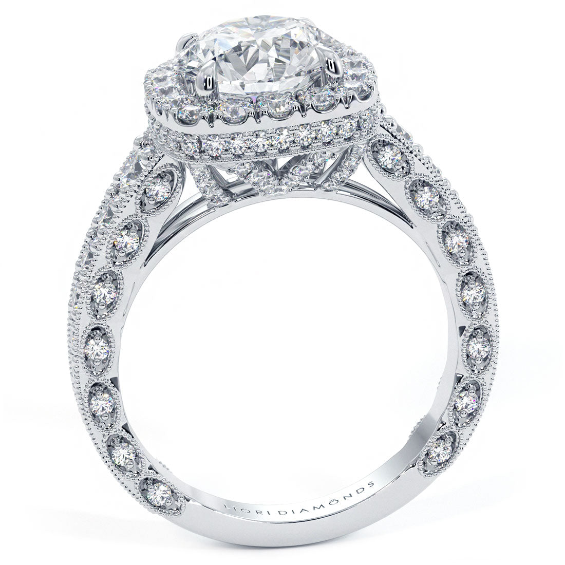 3.60ctw GIA Certified Round Brilliant Filigree Vintage Style Halo Lab Grown Diamond Engagement Ring 14k White Gold