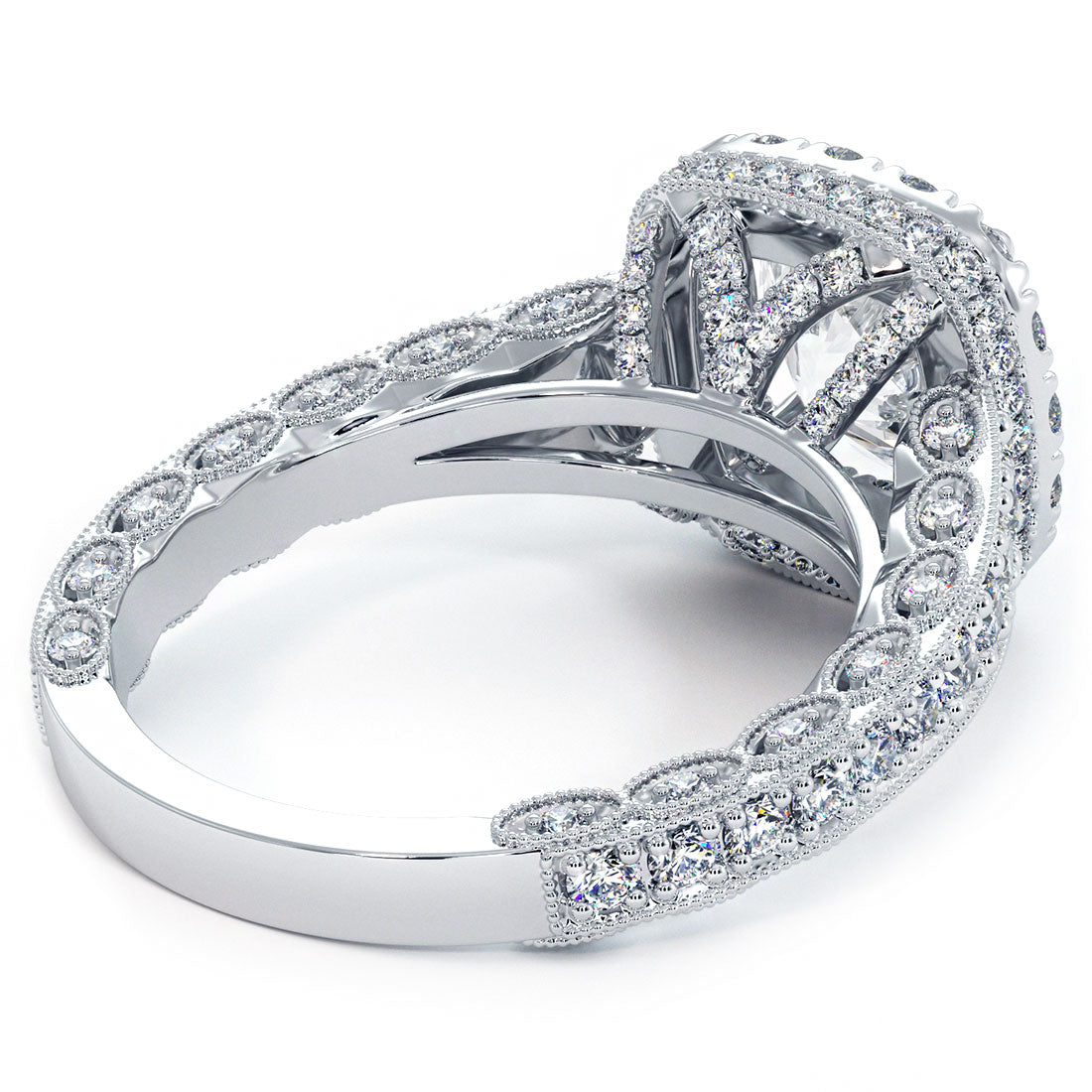 3.56ctw GIA Certified Round Brilliant Filigree Vintage Style Halo Lab Grown Diamond Engagement Ring 14k White Gold