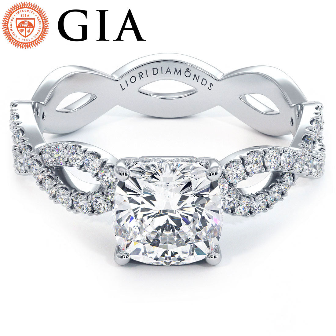 1 Carat Cushion Cut Infinity Twist Micropavé