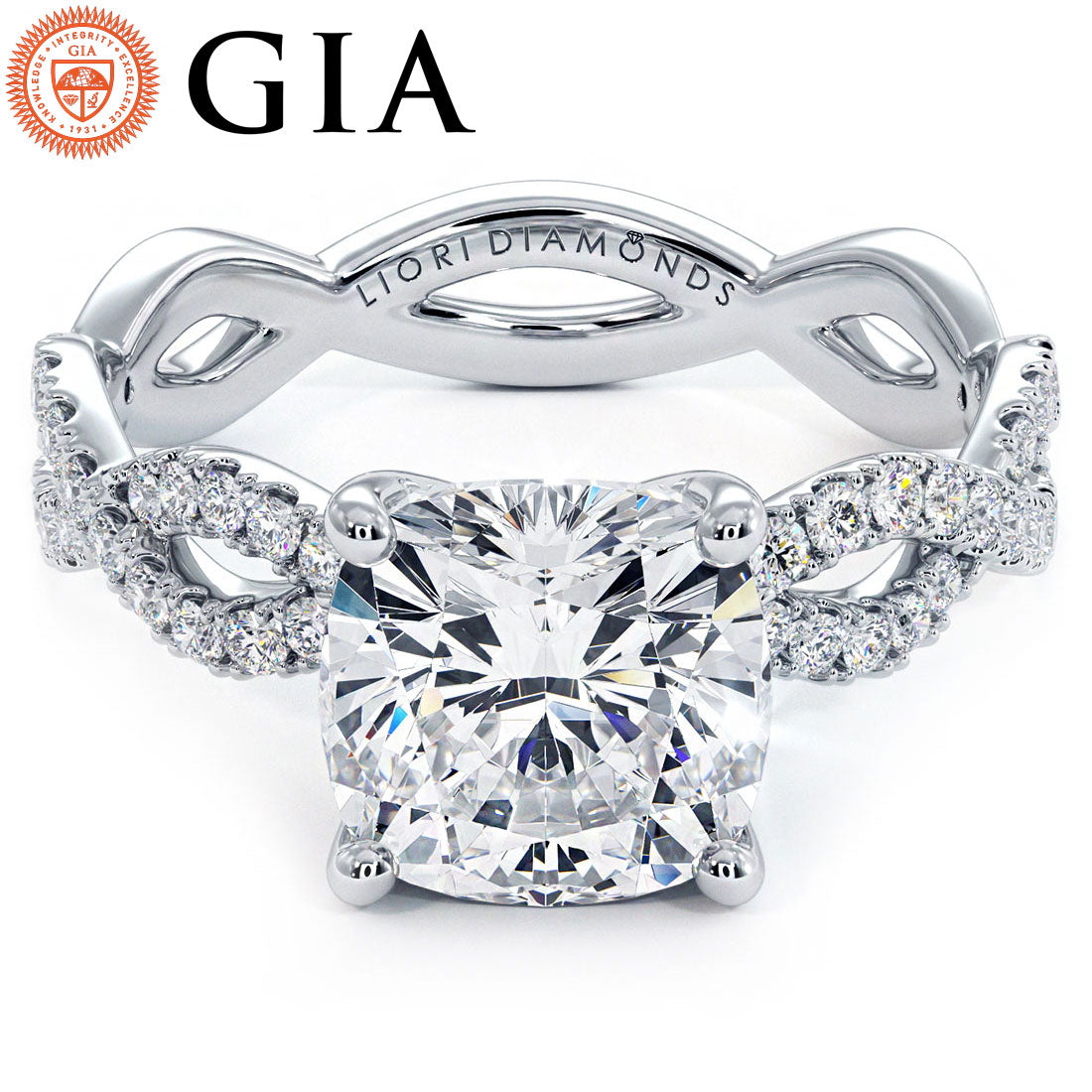 2 Carat Cushion Cut Infinity Twist Micropavé
