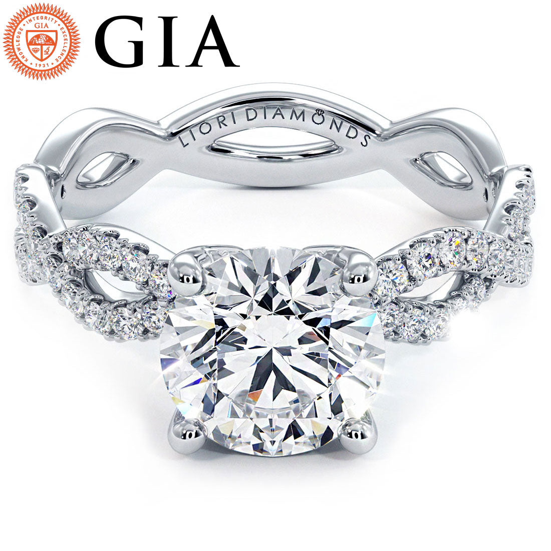 1.5 Carat Round Brilliant Infinity Twist Micropavé
