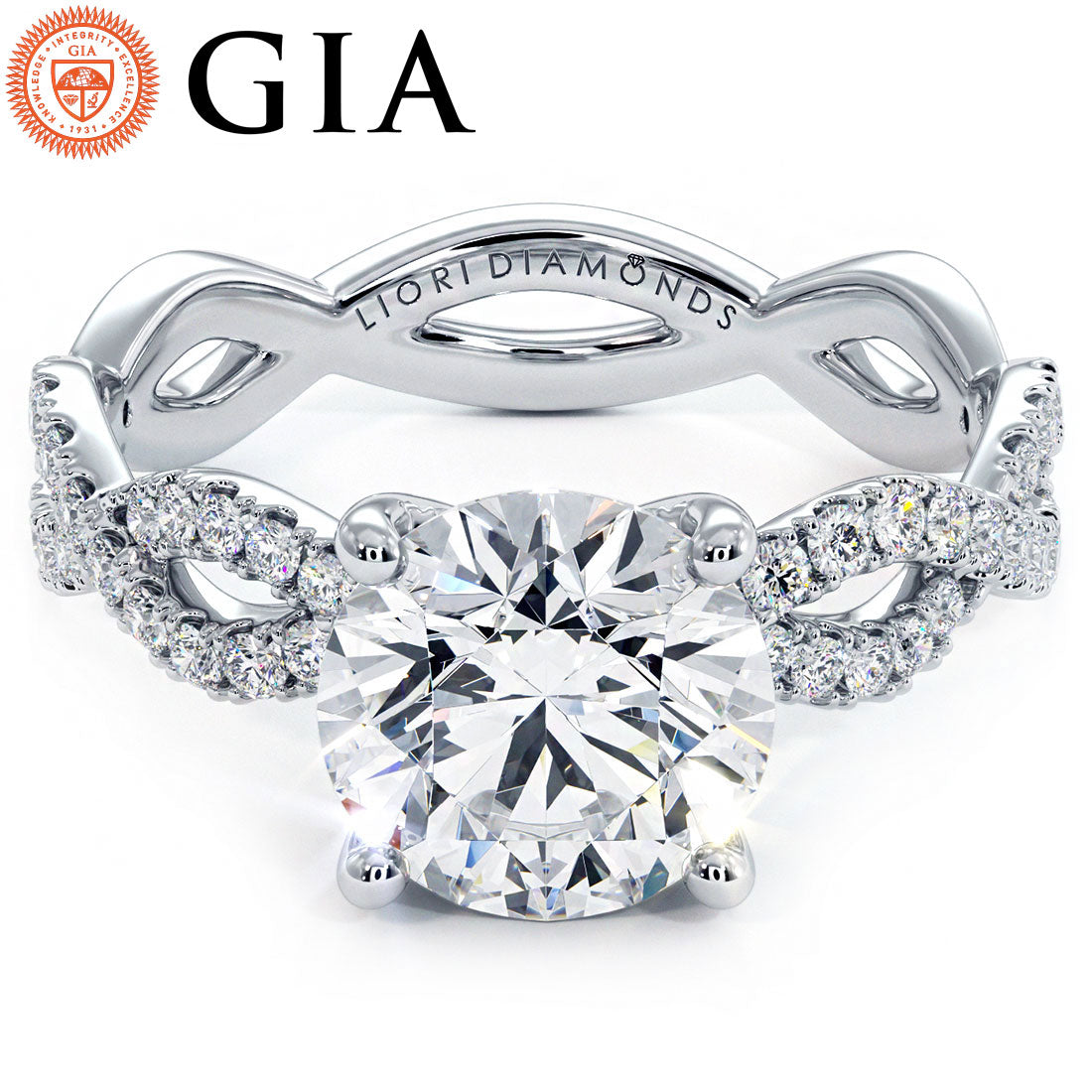 2 Carat Round Brilliant Infinity Twist Micropavé