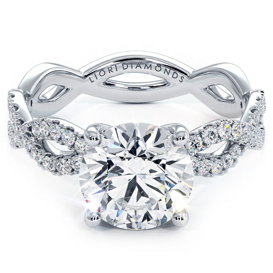 4.15ctw Round Brilliant F-VS1 Infinity Twist Micropavé Lab Grown Diamond Engagement Ring set in 14k White Gold