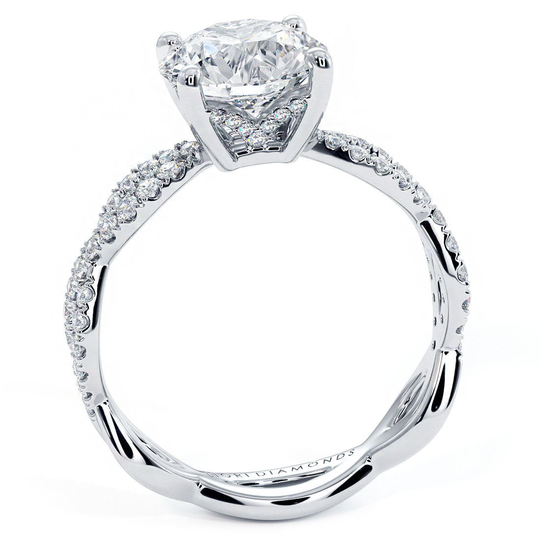 4.15ctw Round Brilliant F-VS1 Infinity Twist Micropavé Lab Grown Diamond Engagement Ring set in 14k White Gold