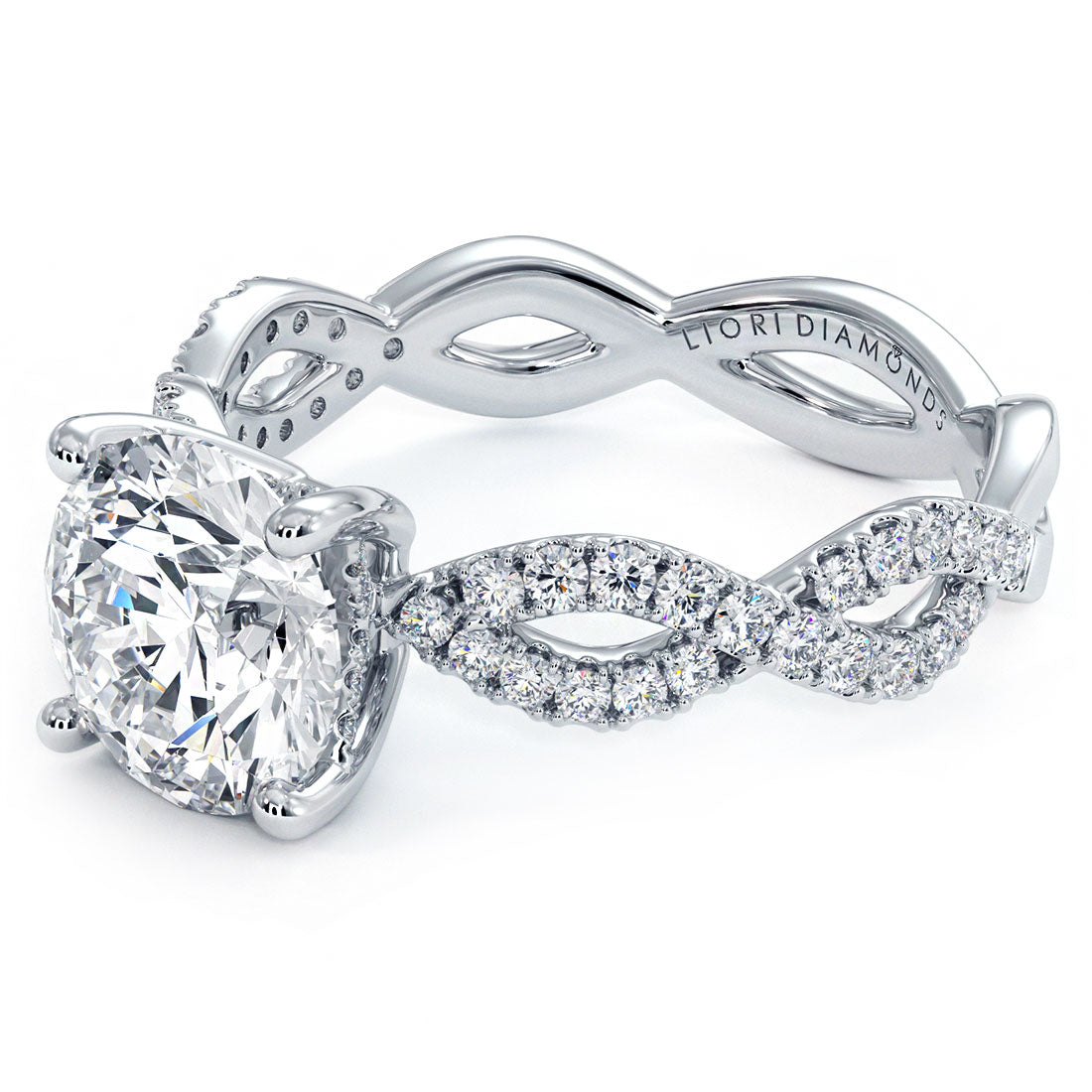 4.15ctw Round Brilliant F-VS1 Infinity Twist Micropavé Lab Grown Diamond Engagement Ring set in 14k White Gold