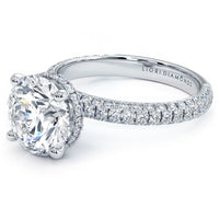 4.08ctw GIA Certified Round Brilliant Under Halo Trio Micropavé Lab Grown Diamond Engagement Ring set in 18k White Gold