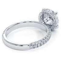 4.08ctw GIA Certified Round Brilliant Under Halo Trio Micropavé Lab Grown Diamond Engagement Ring set in 18k White Gold