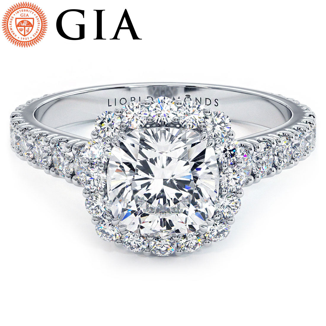 1.5 Carat Cushion Cut Micro Prong Set Halo