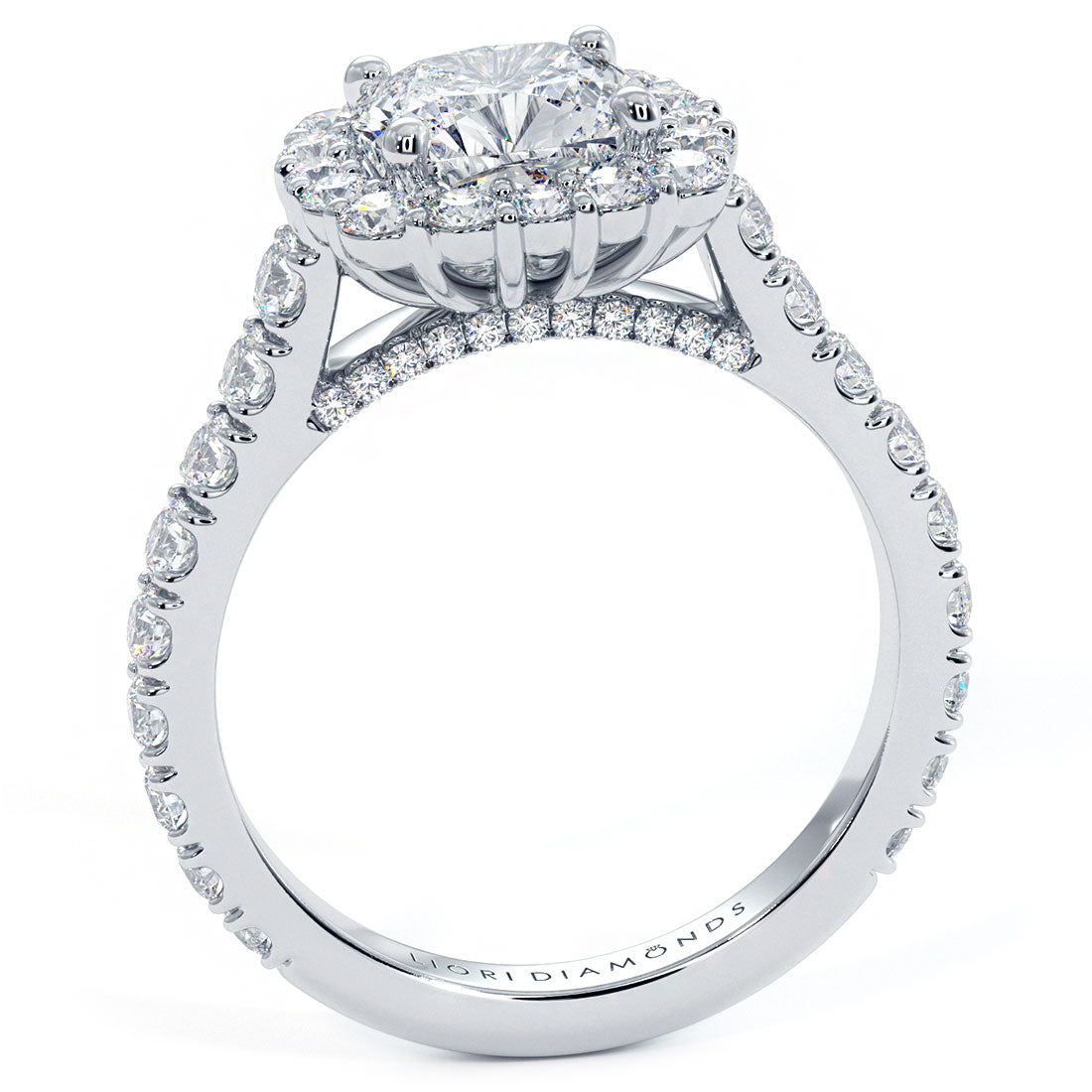2 Carat Cushion Cut Micro Prong Set Halo