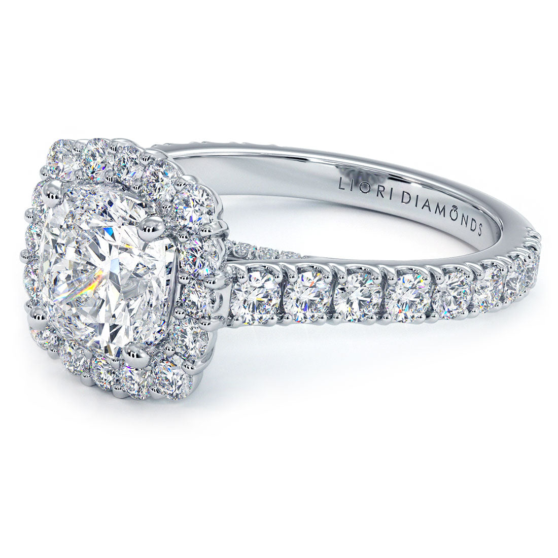 2 Carat Cushion Cut Micro Prong Set Halo