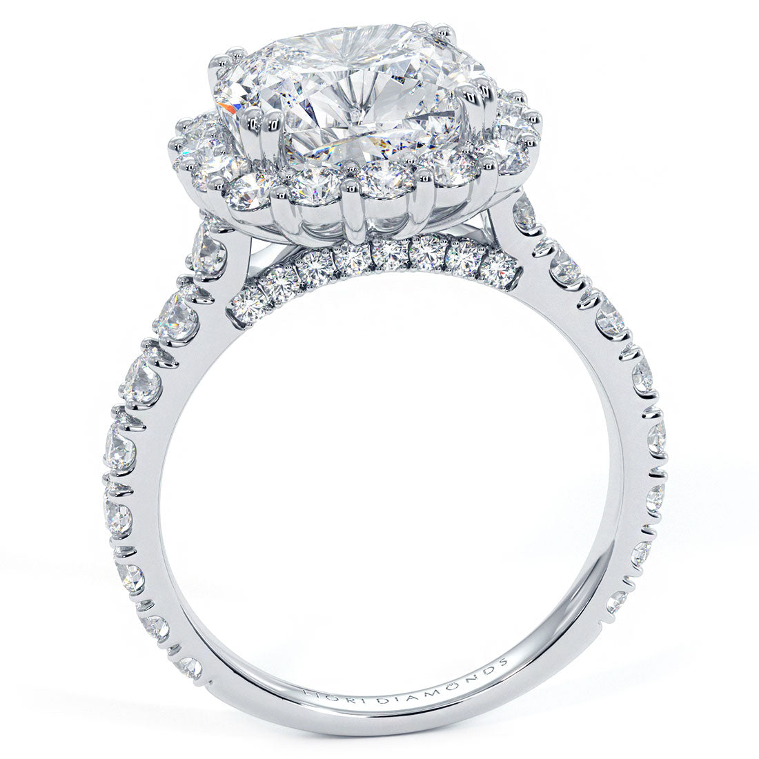 5 Carat Cushion Cut Micro Prong Set Halo